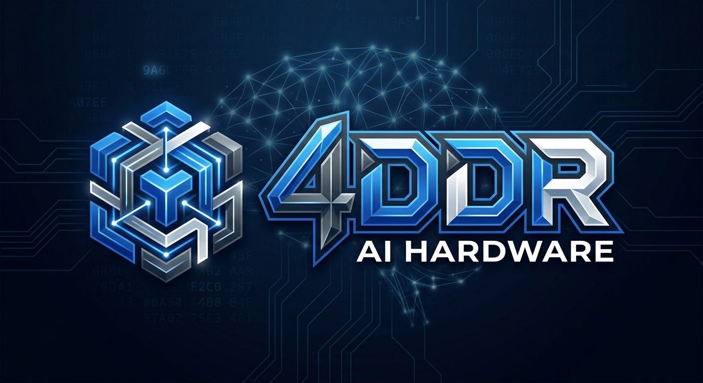 4DDR logo: beveled blue and silver lettering with circuit motifs